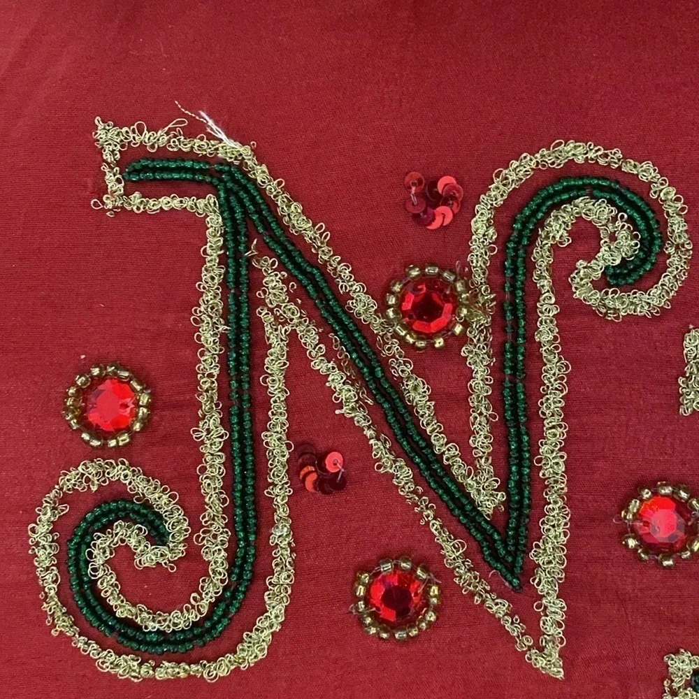 COPY - 2 sided red, green, and gold Christmas “Naughty” “Nice” sequin throw pil…